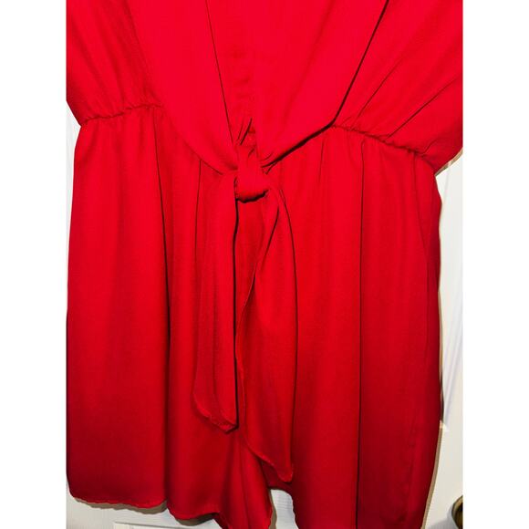 ADRIENNE Solid Drop Shoulder Red Romper size Small‎ NEW - Picture 3 of 6